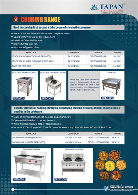 Cooking Range catalogue page
