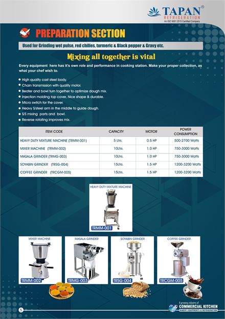 Preparation Section catalogue page