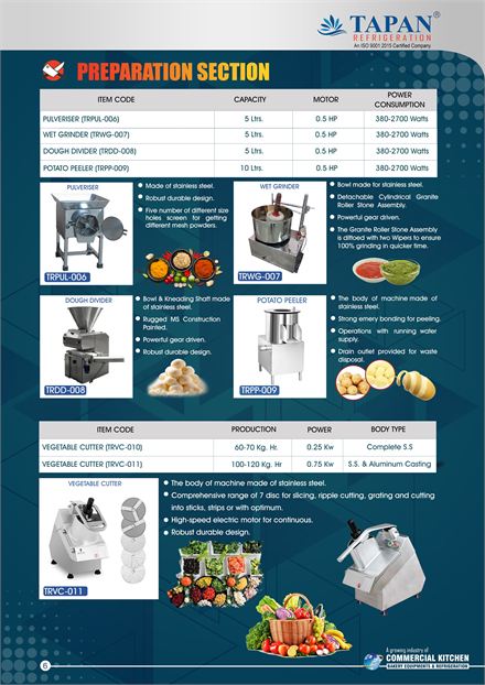 Preparation Section catalogue page